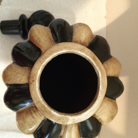 Big 15 3/4" tall ceramic jar with lid brown and black decorative jar home decor - Picture 6 of 9